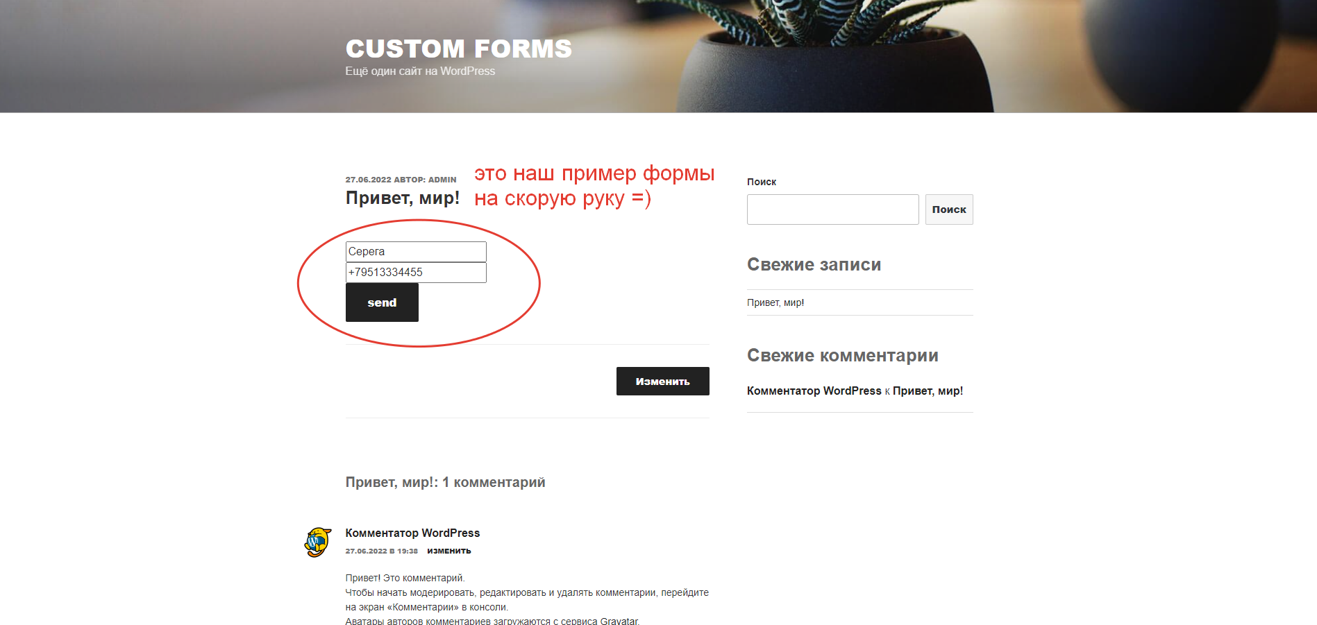 Wordpress формы интеграция с amoCRM