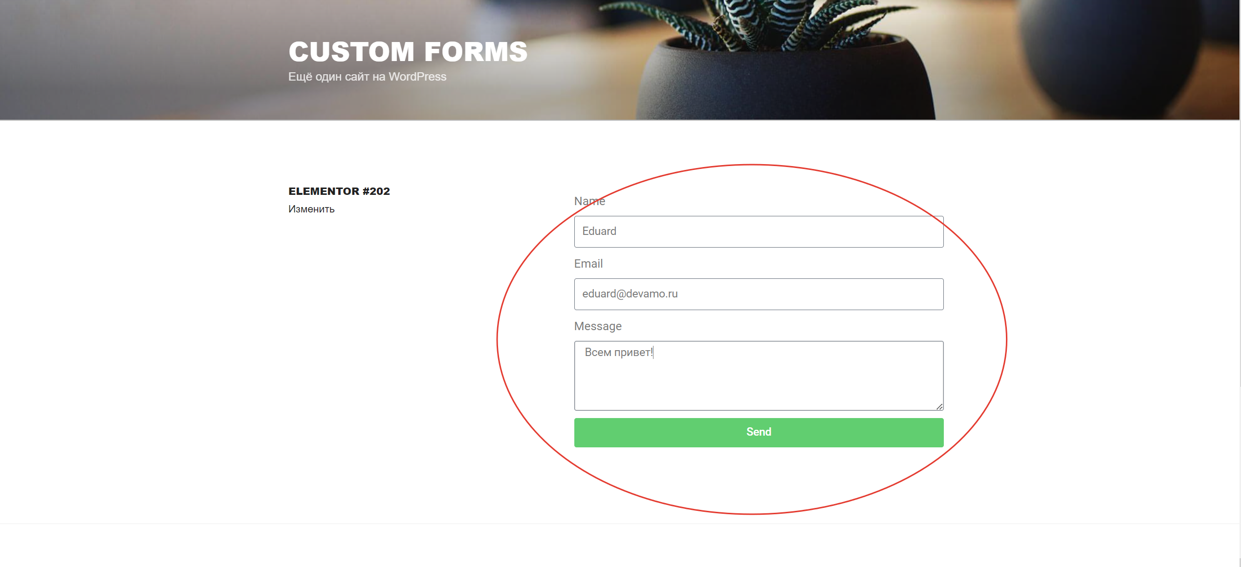 Elementor Wordpress интеграция с amoCRM